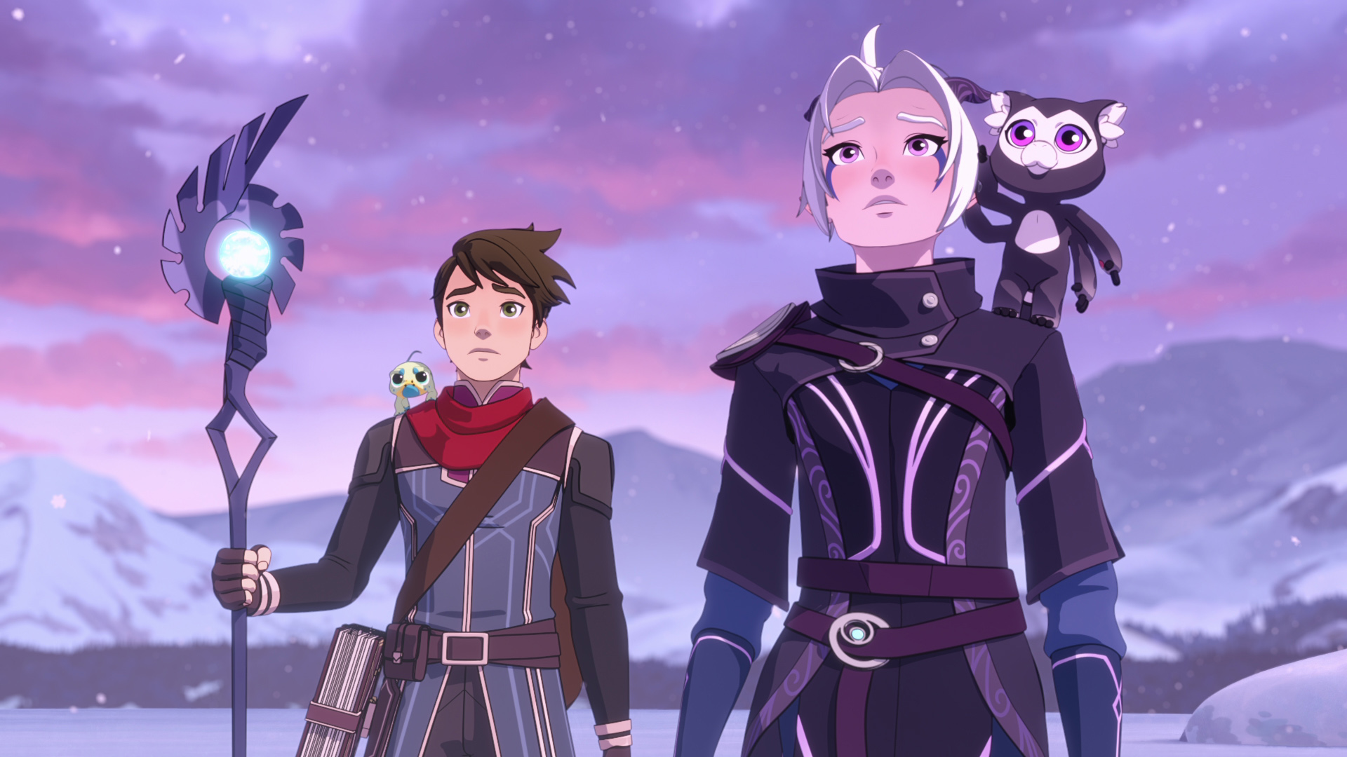 The Dragon Prince (L to R) Jack De Sena as Callum and Paula Burrows as Rayla in The Dragon Prince. Cr. COURTESY OF NETFLIX © 2024