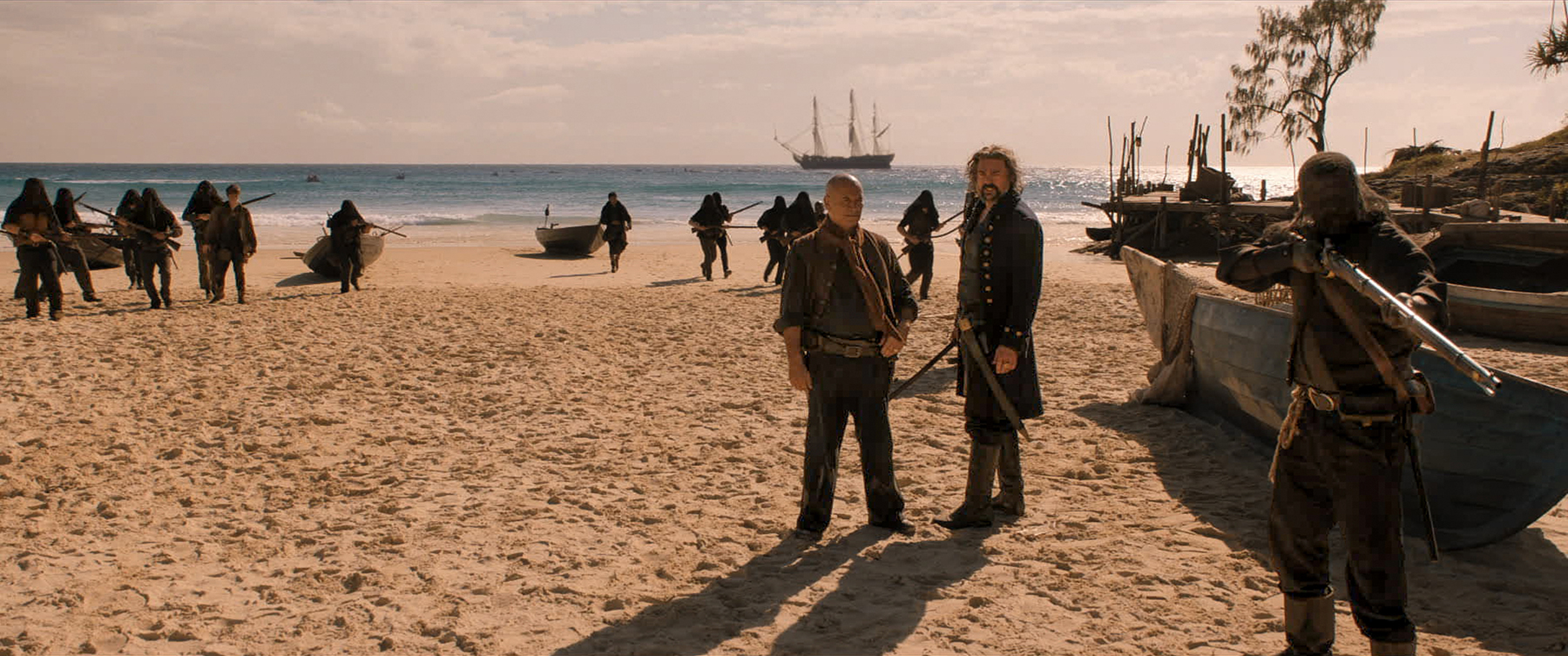 L'intendant Lee (Temuera Morrison) et le capitaine Connor (Karl Urban)